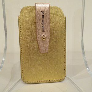 Women Gold Leather Pouch Bag Anthropologie Small Metallic Coin Purse Mini Size